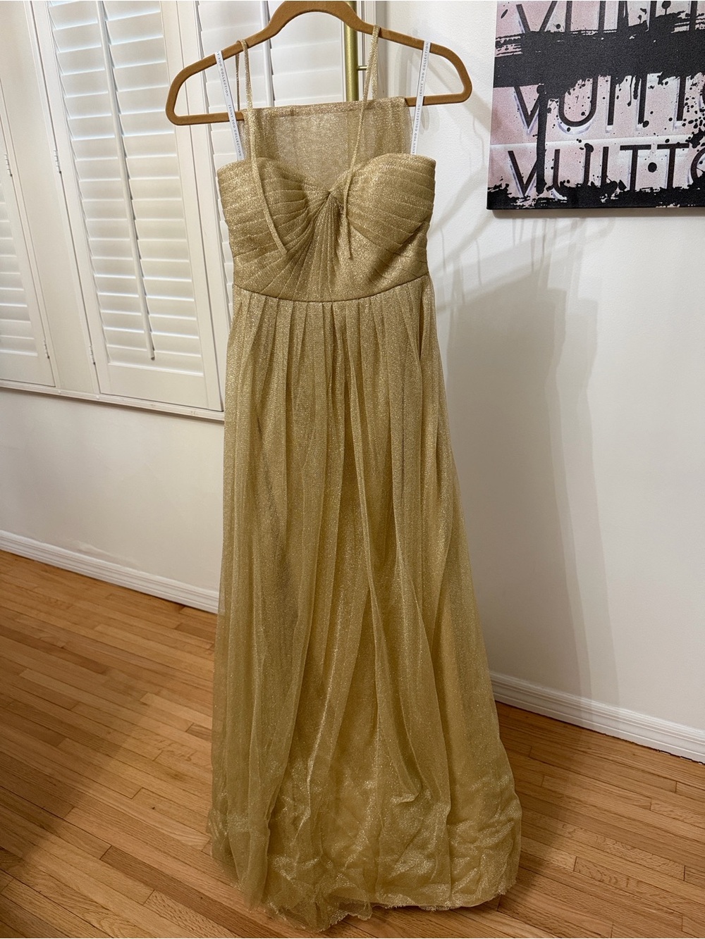 Jenny Yoo sweetheart gold metallic strapless gown